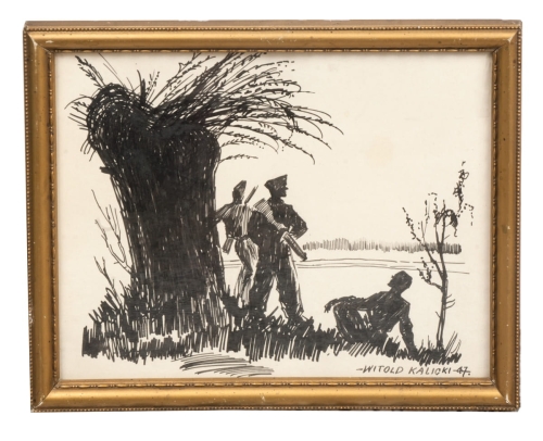 Witold Kalicki „Soliders”, 1947,antiques, polish paintings, old paintings, antique paintings, antiques Warsaw,  Galeria Żak