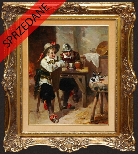 Georges Chabrier "Scena w tawernie",antyki, galeria żak, malarstwo polskie, dzieła sztuki