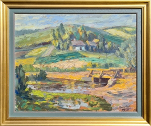 Michał Gawlak "Nowy mostek w Nałęczowie-Zdroju", 1955 r.