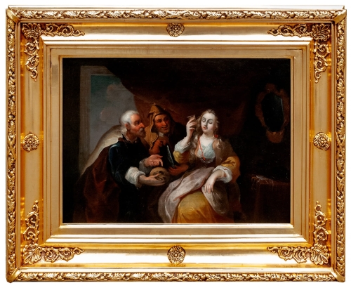 “Youth between Vice and Vertu”, West European painter, 18th century, antiques, polish paintings, old paintings, antique paintings, antiques Warsaw,  Galeria Żak