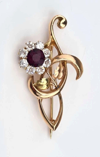 Tourmaline brooch, Russia, 1890, old jewelry, antiques, Galeria Żak