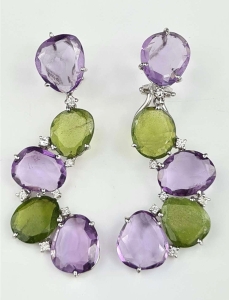 Amethysts and tourmalines earrings