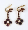 Garnets and pearls earrings, old jewelry, antiques, Galeria Żak