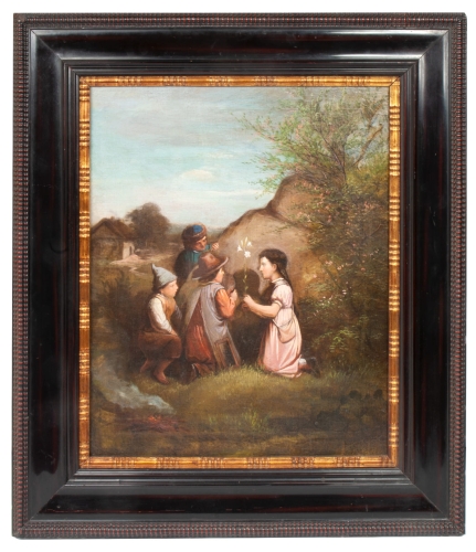 Johan Görbitz (?) „Zabawa z cieniem”, malarstwo dawne, malarstwo aukcyjne, Galeria Żak, antyki Warszawa