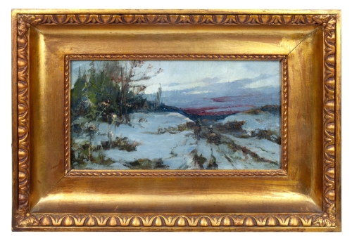 Polish painter „Winter landscape”,antiques, polish paintings, old paintings, antique paintings, antiques Warsaw, Galeria Żak