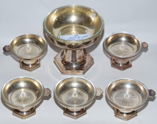 Komplet do lodów, Art Deco
, antyki, srebra, stare srebra, platery, Galeria żak, skup antyków, antyki Warszawa