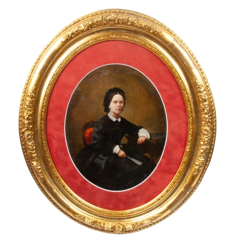 „Portret damy z wachlarzem”, XVIII/XIX w. , malarstwo dawne, antyki Warszawa, Galeria Żak