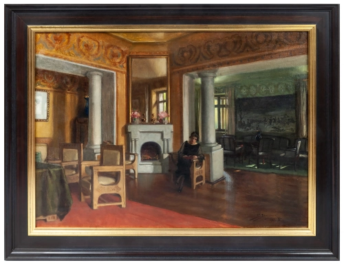 Stanisław Sawiczewski „Scene in the room”, 1923 ,antiques, paintings, old paintings, antique paintings, antiques Warsaw, Galeria Żak