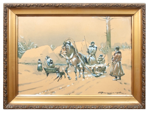 Władysław Chmieliński „On the road”, 1934, antiques, paintings, old paintings, antique paintings, antiques Warsaw, Galeria Żak