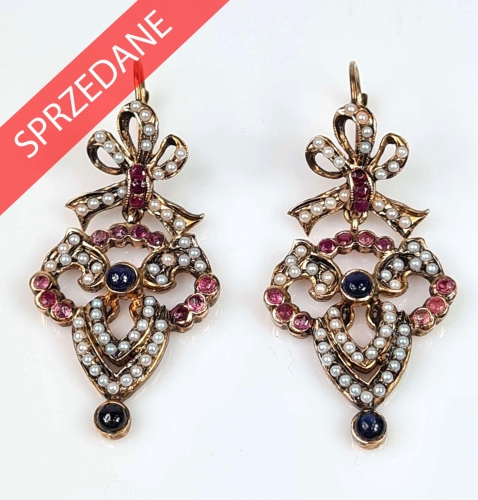 Kolczyki z perłami, dawna biżuteria, antyki, antyki Warszawa, skup antyków