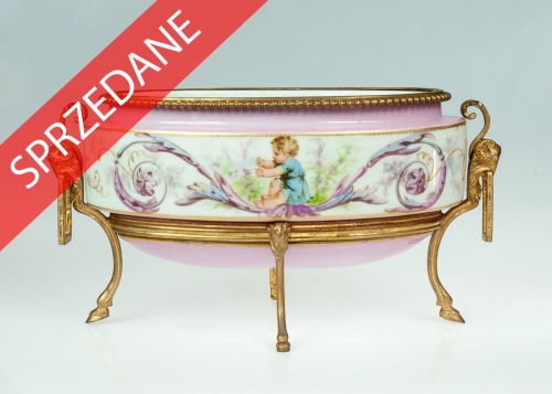 Żardiniera, antyki, stara porcelana, antyczna porcelana, brąz złocony, galeria żak, antyki Warszawa, galeria Warszawa