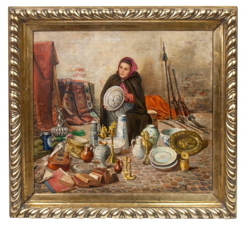 Unknown painter “On the markt”, 19th century ,antiques, paintings, old paintings, antique paintings, antiques Warsaw, Galeria Żak