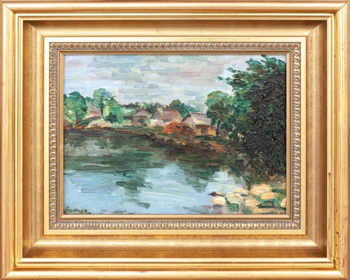 Józef Kowner "Village landscape",antiques, paintings, old paintings, antique paintings, antiques Warsaw, Galeria Żak