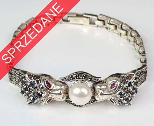 Bransoletka z kotami, dawna biżuteria, antyki, antyki Warszawa, skup antyków