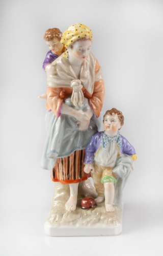 Mother with kids, The Royal Porcelain Factory (KPM), Berlin, early 20th century , old porcelain, antique porcelain, antiques Warsaw, Galeria Żak