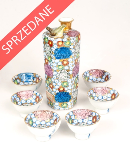 Komplet do sake Japonia, meiji, Taisho, sztuka orientalna, sztuka japonii, antyki