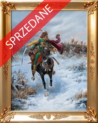 Adolf Baumgartner-Stoiloff „Atak Lisowczyków”, antyki, Galeria Żak, malarstwo polskie