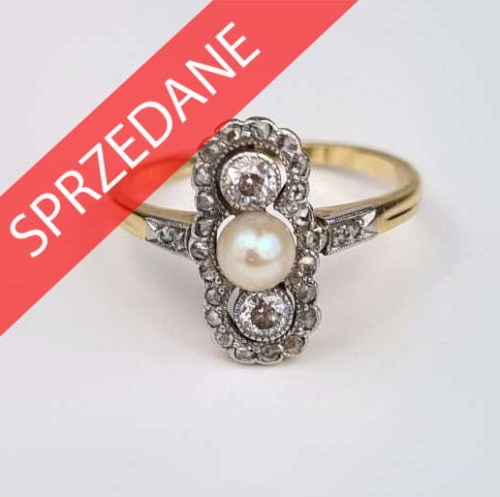 Pierścionek, dawna biżuteria, antyki, pierścionek z brylantami, antyki Warszawa, skup antyków