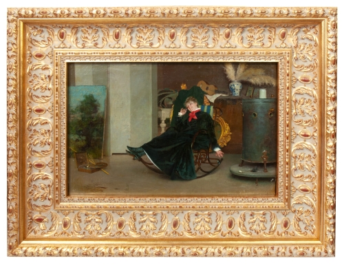 Eduardo Gelli „Girl in the atelier”, 1897 , antique paintings, antiques Warsaw, Galeria Żak
