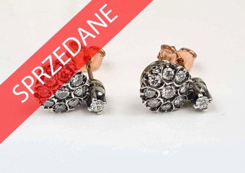 Kolczyki z brylantami, dawna biżuteria, antyki, antyki Warszawa, skup antyków