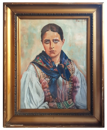 Marcin Muszyński „Portret góralki”, 1934 r. , antyczne obrazy, antyki Warszawa, Galeria Żak