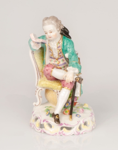 Michel Victor Acier “Boy with the book”,  Meissen, 19th century  , antiques, old porcelain, antique porcelain, antiques Warsaw, Galeria Żak