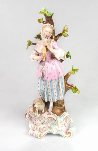 Michel Victor Acier „The shepherdess”, Meissen, 19th century, old porcelain, antique porcelain, antiques Warsaw, Galeria Żak