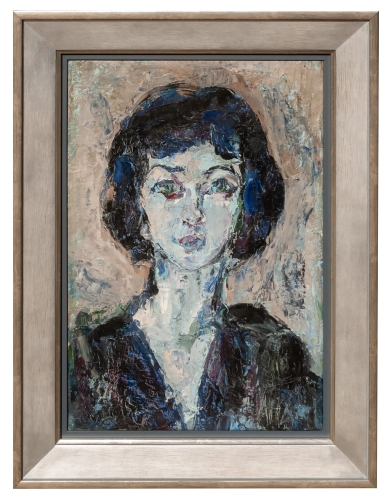 Ałła Laskowska "Portret dziewczyny", Paryż, 1970 r. , malarstwo dawne, malarstwo aukcyjne, antyki Warszawa, skup antyków, Galeria Żak