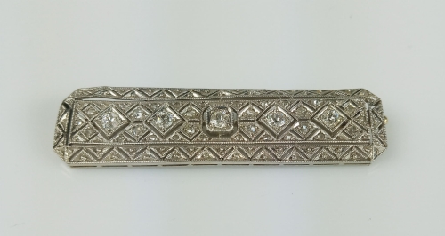 Broszka w stylu art deco z brylantami , antyki Warszawa, skup antyków, dawna biżuteria, antyki, Galeria Żak