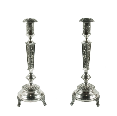 Pair of candlestick, 19th century, antique Warsaw, silver, old silver, Galeria Żak, art, antiques