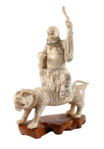 Man on a tiger, Japan, Meiji period (1868-1912), antique Warsaw, antique home decorations, Galeria Żak, art, asian, oriental