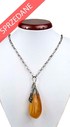 Wisior z bursztynem, dawna biżuteria, antyki, antyki Warszawa, skup antyków