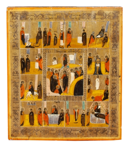 Ikona Zmartwychwstanie - Zstąpienie do otchłani, Rosja, XIX w., antyki Warszawa, skup antyków, dawne malarstwo, malarstwo aukcyjne, malarstwo polskie, Galeria Żak