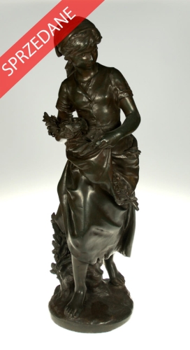 Mathurin Moreau "Dziewczynka z gniazdem piskląt", antyki, antyczna rzeźba, marmur, Galeria Żak