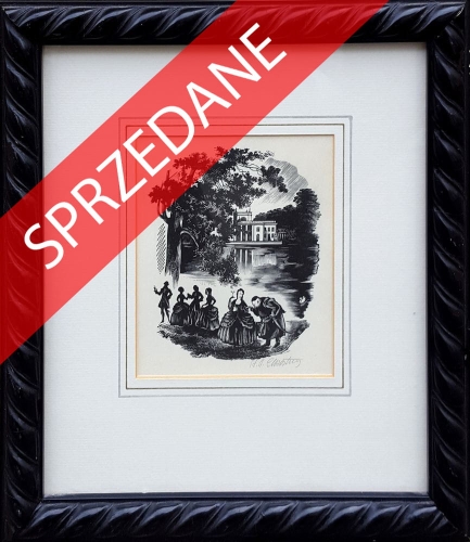 Stanisław Chrostowski-Ostoya "Bal w Łazienkach Królewskich",antyki, galeria żak, malarstwo polskie, dzieła sztuki