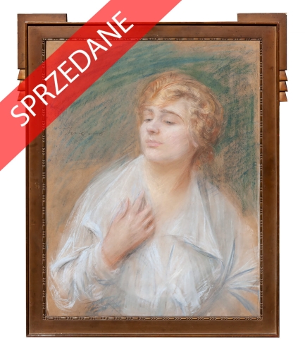 Józef Szczęsny "Zadumana", szkoła krakowska, malarstwo dawne, Teodor Axentowicz, pastel, antyki, galeria żak