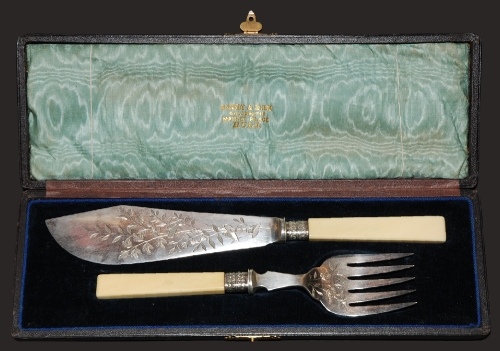 Sztućce, Atkin Brothers, Sheffield, ok. 1890 r.
, antyki, srebra, stare srebra, platery, Galeria żak, skup antyków, antyki Warszawa