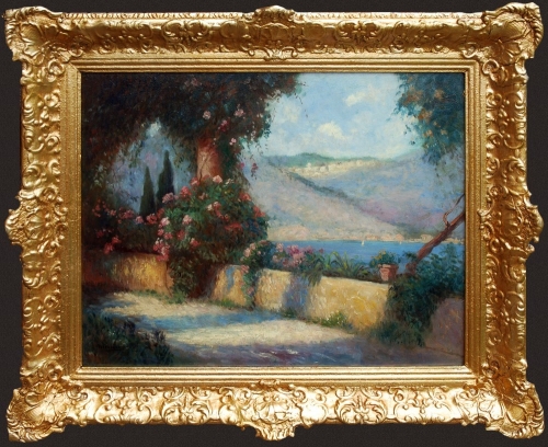 Frédéric Montenard "Pergola w zatoce",antyki, galeria żak, malarstwo polskie, dzieła sztuki
