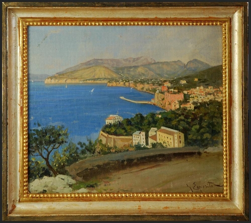 Gaetano Esposito "Zatoka włoska", ok. 1900 r.,antyki, galeria żak, malarstwo polskie, dzieła sztuki