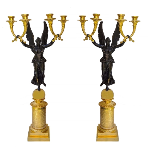 Pair of candelabras, Pierre-Philippe Thomire, France, circa 1800, gilded bronze, empire, antiques Warsaw