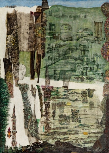 Danuta Leszczyńska-Kluza "Ogrody", 1966 r. ,antyki, galeria żak, malarstwo polskie, dzieła sztuki