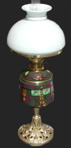 Lampa naftowa, majolika, antyki, Galeria Żak, lampa, oświetlenie, stare lampy, antyki Warszawa