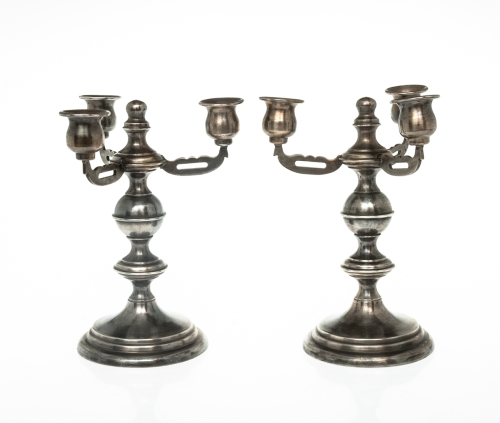 Para lichtarzy
, antyki, srebra, stare srebra, platery, Galeria żak, skup antyków, antyki Warszawa