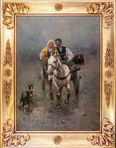 Szkoła monachijska "Wesoła jazda", Wierusz-Kowalski, malarstwo aukcyjne, obrazy antyki